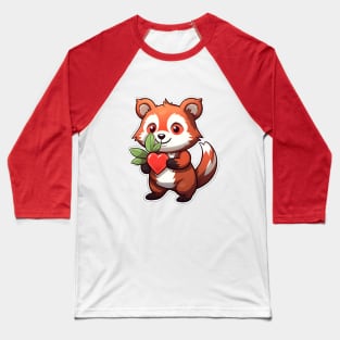 Adorable Red Panda with a Heart-Shaped Gift Baseball T-Shirt